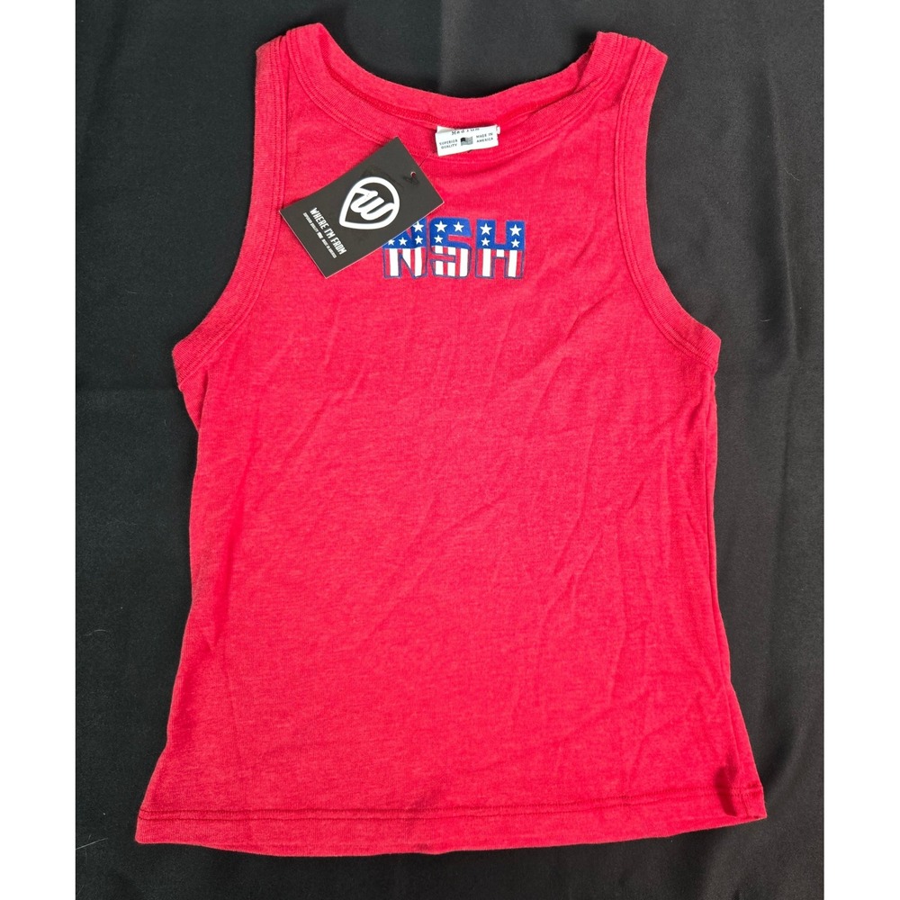 Where I'm From NSH Nashville Red Crop Tank Top Womens Medium Patriotic USA Made